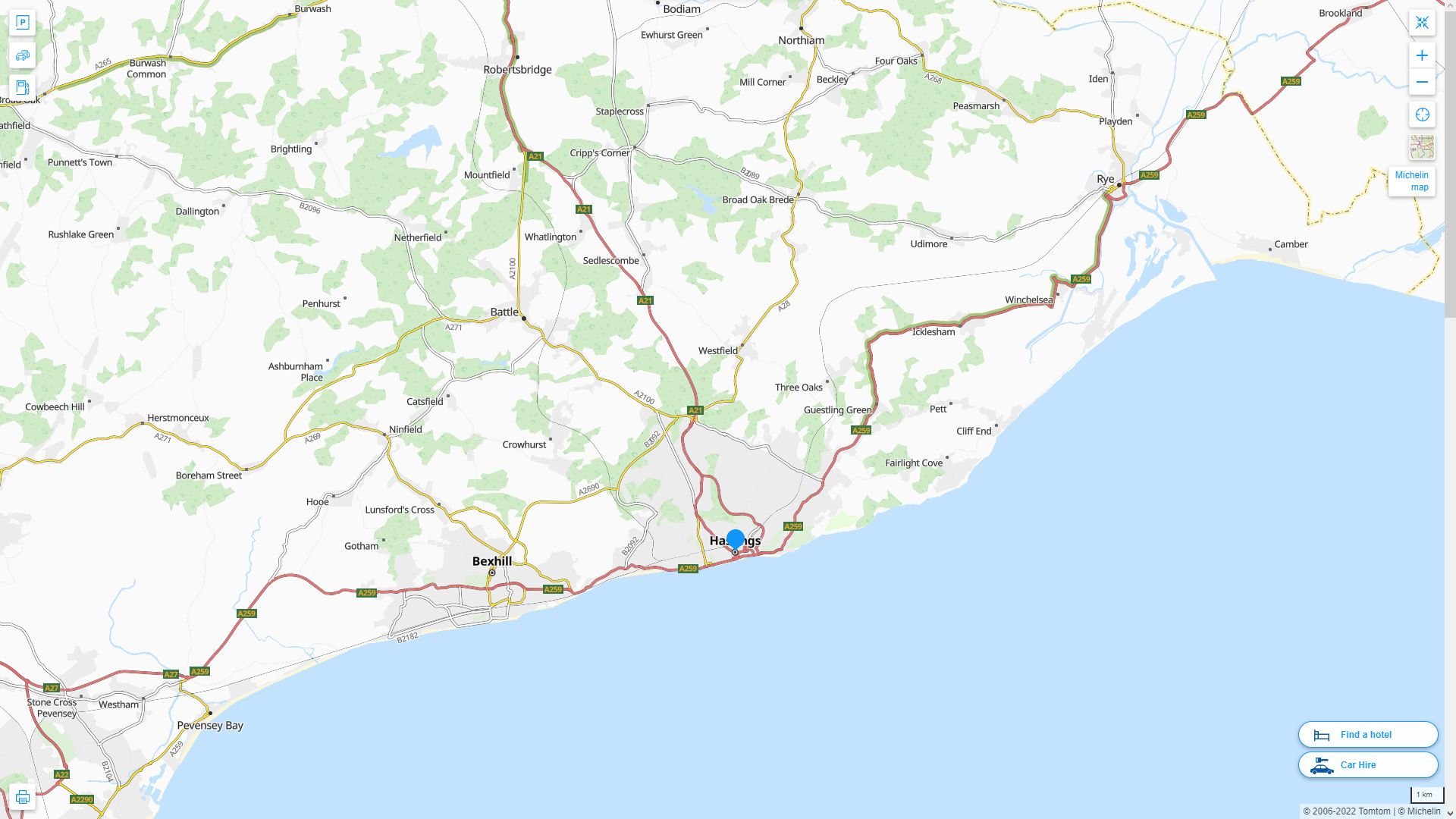 Hastings Royaume Uni Autoroute et carte routiere